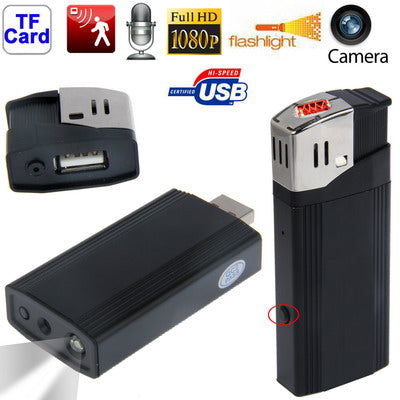 HD 1080P Camera Lighter / Mini Lighter DVR V18 with Highlighted Flashlight , Support TF card / USB 2.0 / Motion Detection / Separate Recording(Black)