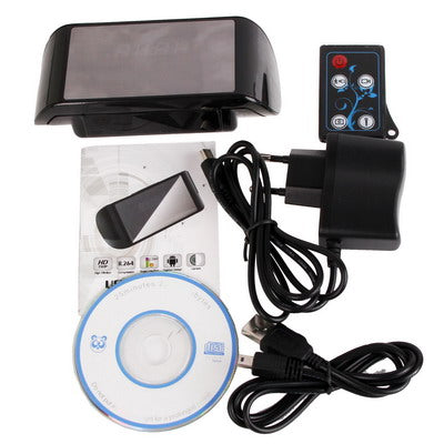 720P H.264 Multi-Functional Table Clock Camera Mini DVR with Remote, Alarm Clock / Date and Time Display / Temperature Display / Take Photo / Video Recording Function, Support TF Card(Black)