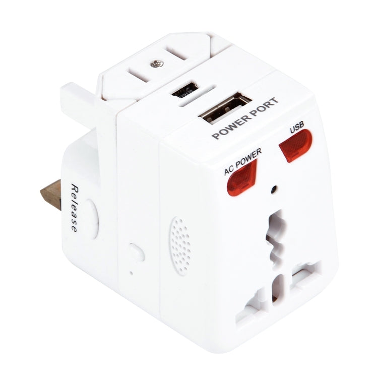 Plug Adapter Style DV Camera, with Built-in USB Port / Mini 5pin Charger for US, UK, AU, EU, Spport TF Card / Notion Detection Function(White)
