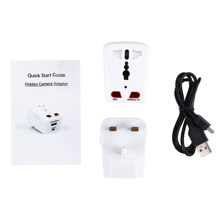 Plug Adapter Style DV Camera, with Built-in USB Port / Mini 5pin Charger for US, UK, AU, EU, Spport TF Card / Notion Detection Function(White)