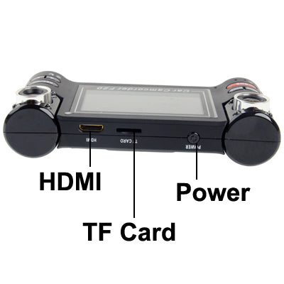 F20, 2.7 inch TFT Screen Mini Dual Camera 1280x480 Night Vision Vehicle DVR , with H2.64 Video format, Support SOS / Motion Detection / HDMI and TV out / Micro SD/TF Card , Ultra-wide: 120 degree(Black)