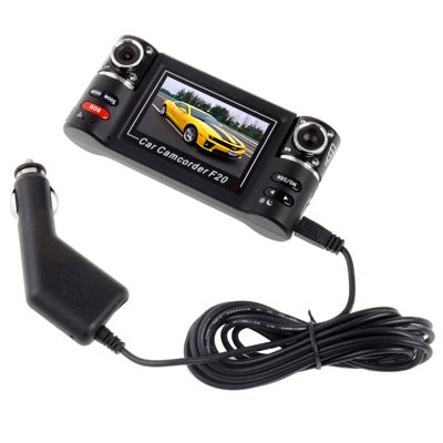 F20, 2.7 inch TFT Screen Mini Dual Camera 1280x480 Night Vision Vehicle DVR , with H2.64 Video format, Support SOS / Motion Detection / HDMI and TV out / Micro SD/TF Card , Ultra-wide: 120 degree(Black)
