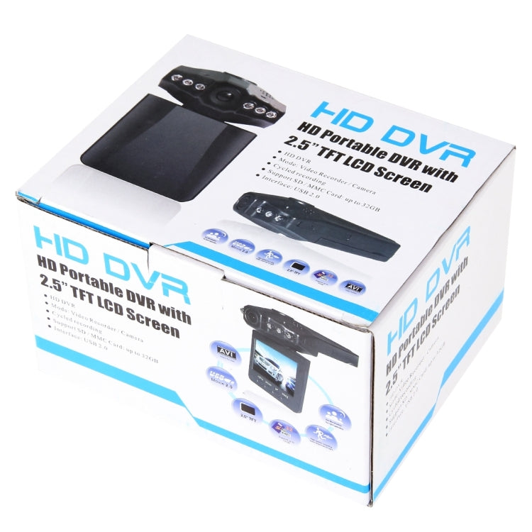 720P 2.5 inch TFT LCD Screen Vehicle DVR, Support Night Vision & SD Card, 4X Digital Zoom, AVI Video Format, AV OUT Function(Black)