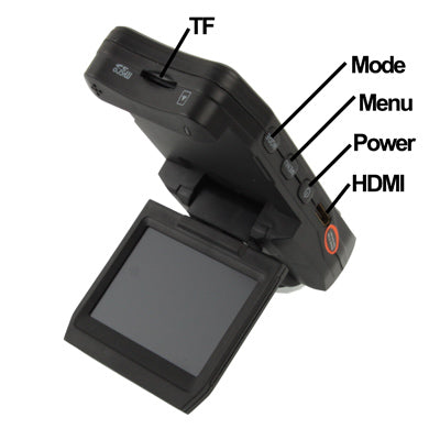 HD 720P 2.0 inch Screen Vehicle DVR, Support 8X Digital Zoom / Night Vision / TF Card / AVI Video Format / 140-degree Ultra Wide View Angle / 270-degree Flip-screen / HDMI Output / Loop Recording(Black)