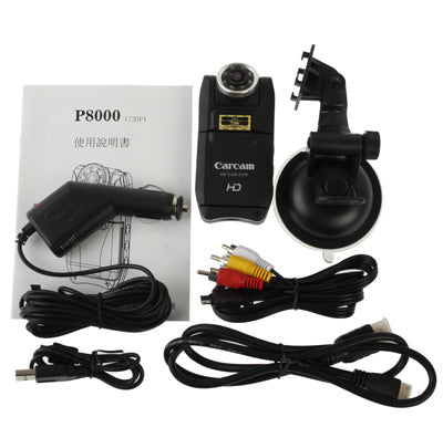 HD 720P 2.0 inch Screen Vehicle DVR, Support 8X Digital Zoom / Night Vision / TF Card / AVI Video Format / 140-degree Ultra Wide View Angle / 270-degree Flip-screen / HDMI Output / Loop Recording(Black)