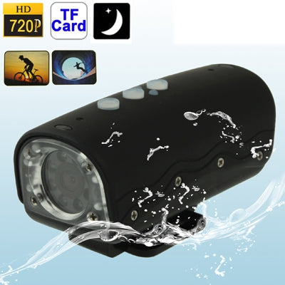 RD32 HD 720P Waterproof Mini DV Sport Camera with 8 White LED Lights, 5.0 Mega Pixels, Support TF Card / AV Output, 120 Degree Viewing Angle(Black)