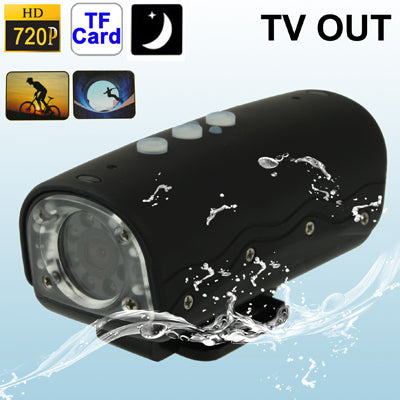 RD32 HD 720P Waterproof Mini DV Sport Camera with 8 White LED Lights, 5.0 Mega Pixels, Support TF Card / AV Output, 120 Degree Viewing Angle(Black)