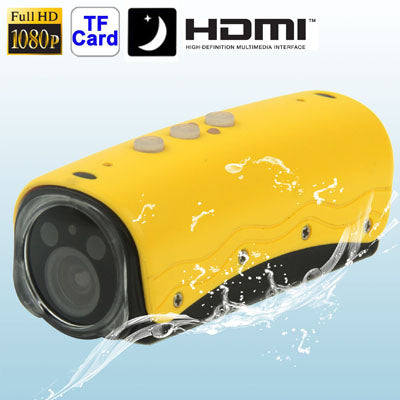 RD32II Full HD 1080P Waterproof Mini DV Sport Camera with 2 IR LED Night Vision Lights, 5.0 Mega Pixels, Support TF Card / HDMI Output, 120 Degree Viewing Angle(Yellow)