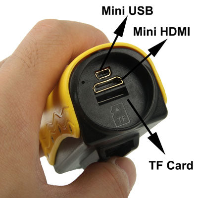 RD32II Full HD 1080P Waterproof Mini DV Sport Camera with 2 IR LED Night Vision Lights, 5.0 Mega Pixels, Support TF Card / HDMI Output, 120 Degree Viewing Angle(Yellow)