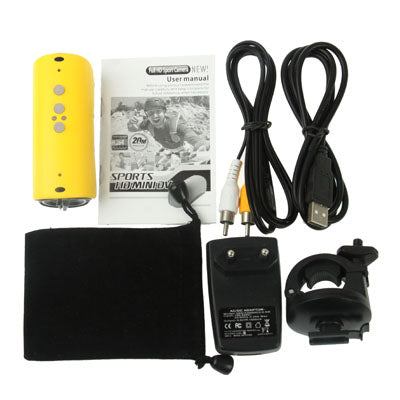 RD32II Full HD 1080P Waterproof Mini DV Sport Camera with 2 IR LED Night Vision Lights, 5.0 Mega Pixels, Support TF Card / HDMI Output, 120 Degree Viewing Angle(Yellow)