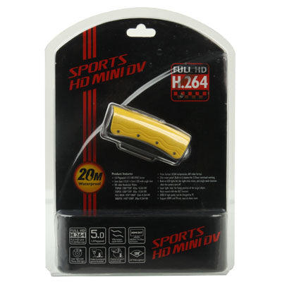RD32II Full HD 1080P Waterproof Mini DV Sport Camera with 2 IR LED Night Vision Lights, 5.0 Mega Pixels, Support TF Card / HDMI Output, 120 Degree Viewing Angle(Yellow)