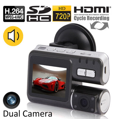 X6 Black, 2.0 inch High Resolution LTPS LCD Screen Dual 3 Mega Pixels CMOS 720P Vehicle DVR, Support H.264 MOV / Night Vision / Loop Recording / Motion Detection / HDMI / AV Out and 32GB TF Card