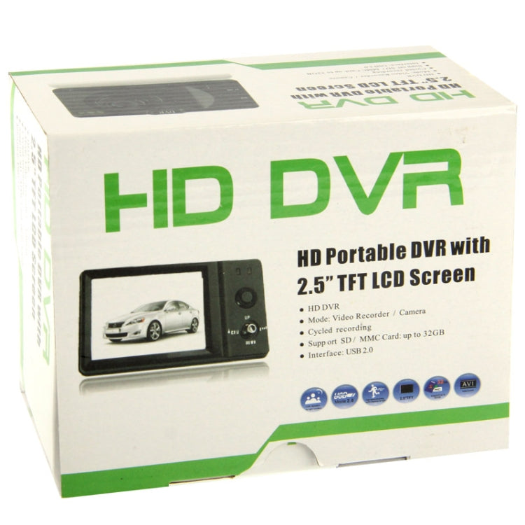 HD Portable DVR with 2.5 inch TFT LCD Screen, 120 Degree Ultra Wide-angle Lens, Support TF Card Up to 32GB (HD298)(Black)