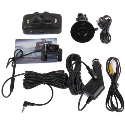 H6000 Black, 2.7 inch TFT Screen 720P HD Car Camera Vehicle DVR 360 Panoramic View Angle with White Light LEDS and 3xCameras , Support Record / Photograph / G-sensor / Motion Detection Function and TF Card(Black)