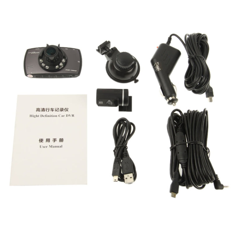 Full HD 1080P Vehicle DVR 2.7 inch Screen Display, Support TF Card, Support Loop Recording / Motion Detection / AV OUT / Night Vision (T838)(Black)