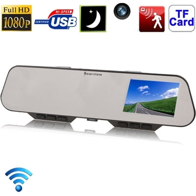 2.7 inch LCD Screen Full HD 1080P Car Rear View Video Recorder with Bluetooth & 4 IR LED Night Vision Lights, Support Loop Recording / Motion Detection / TF Card(Black)