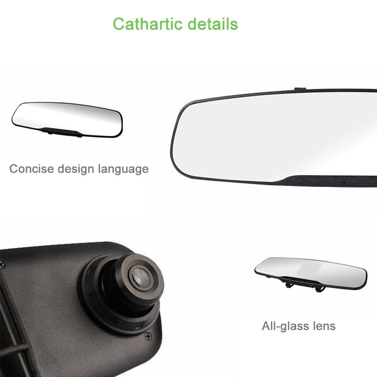 Full HD 720P Rearview Mirror 2.4 inch TFT Screen Car DVR, 5.0MP CMOS Camera 140 Degree Wide Angle Lens, Support Hot Plug & Motion Detection(Black)