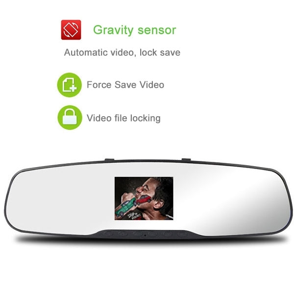 Full HD 720P Rearview Mirror 2.4 inch TFT Screen Car DVR, 5.0MP CMOS Camera 140 Degree Wide Angle Lens, Support Hot Plug & Motion Detection(Black)