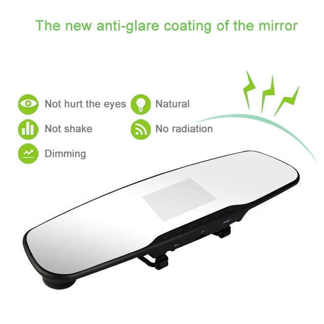 Full HD 720P Rearview Mirror 2.4 inch TFT Screen Car DVR, 5.0MP CMOS Camera 140 Degree Wide Angle Lens, Support Hot Plug & Motion Detection(Black)