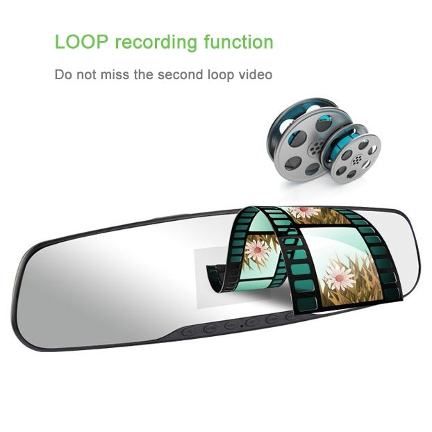 Full HD 720P Rearview Mirror 2.4 inch TFT Screen Car DVR, 5.0MP CMOS Camera 140 Degree Wide Angle Lens, Support Hot Plug & Motion Detection(Black)