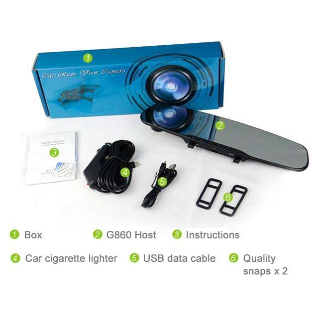 Full HD 720P Rearview Mirror 2.4 inch TFT Screen Car DVR, 5.0MP CMOS Camera 140 Degree Wide Angle Lens, Support Hot Plug & Motion Detection(Black)