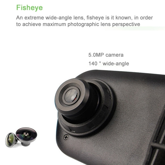 Full HD 720P Rearview Mirror 2.4 inch TFT Screen Car DVR, 5.0MP CMOS Camera 140 Degree Wide Angle Lens, Support Hot Plug & Motion Detection(Black)