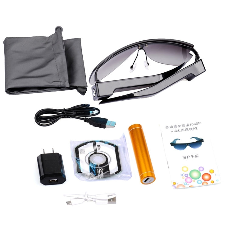 HD 720P 2.0 Megapixel WiFi Sports Sunglass Camera, 120 Degree Wide Angle HD Lens(Black)