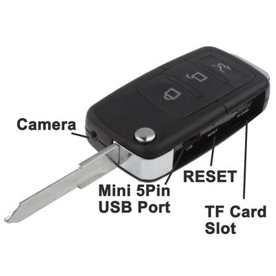 Sound Activated Car Key Camera Mini DVR with TF Card Slot, Video Resolution: 720 x 480 pixels VGA (S818)(Black)