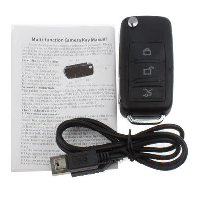 Sound Activated Car Key Camera Mini DVR with TF Card Slot, Video Resolution: 720 x 480 pixels VGA (S818)(Black)