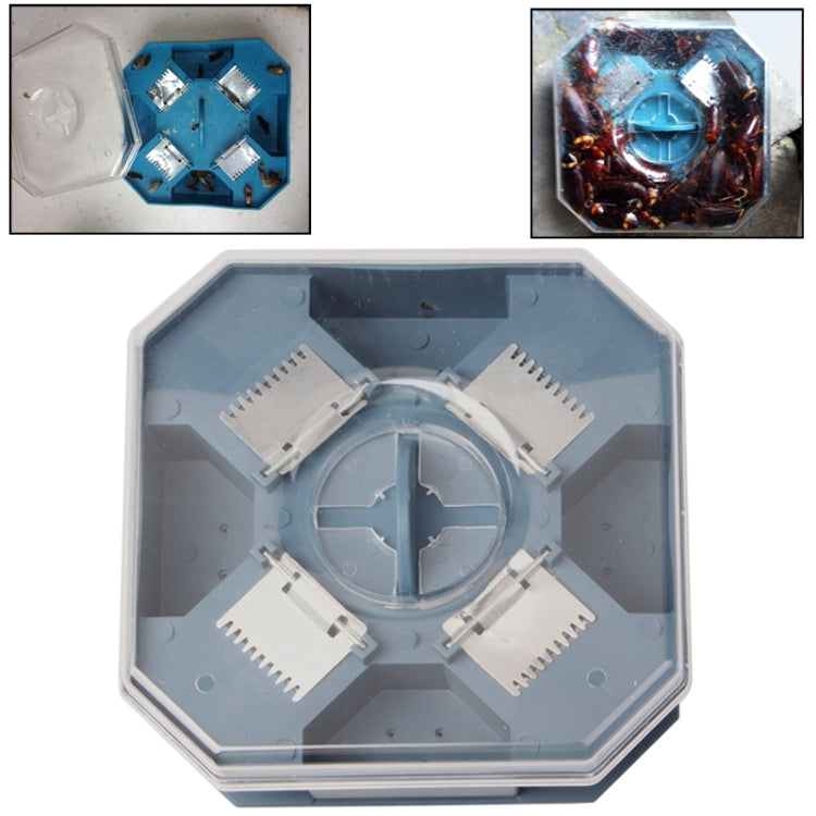 Chemical Free Automatic Detachable Cockroach Catcher Blackbeetle Trap Box Catch Them Alive(Blue Gray)