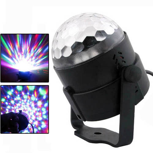 Self-Propelled Strobe Stage Lighting LED Party Light, 3W RGB Rainbow Light, 30-50 Square, AC 100-270V(Black)