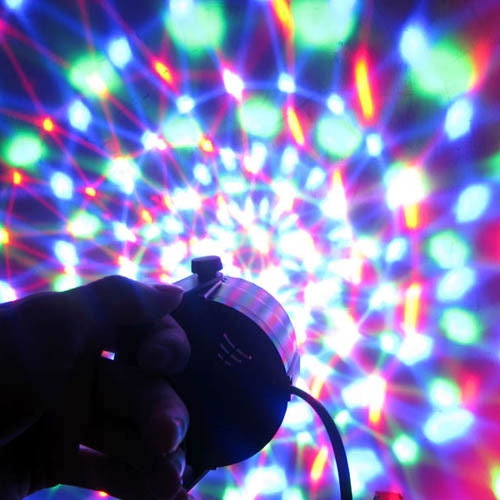 Self-Propelled Strobe Stage Lighting LED Party Light, 3W RGB Rainbow Light, 30-50 Square, AC 100-270V(Black)