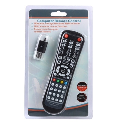 Wireless Multimedia Computer Remote Control with USB Interface Receiver, Working Distance: 10m