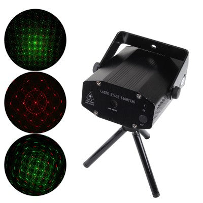 HRS002E Mini Disco DJ Club Stage Light, 2-colors Green + Red Light, with Sound Active Function