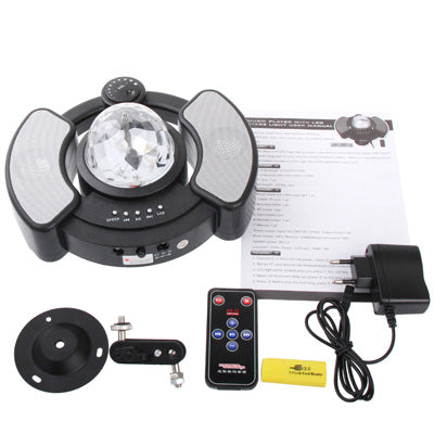 LY-308 Multifunction RGB Crystal Magic Ball, Support MP3 Music Player Function / 128M Micro SD Card / Micro USB Card Reader / Remote Controller (Maximum support 16G Memory)(Black)