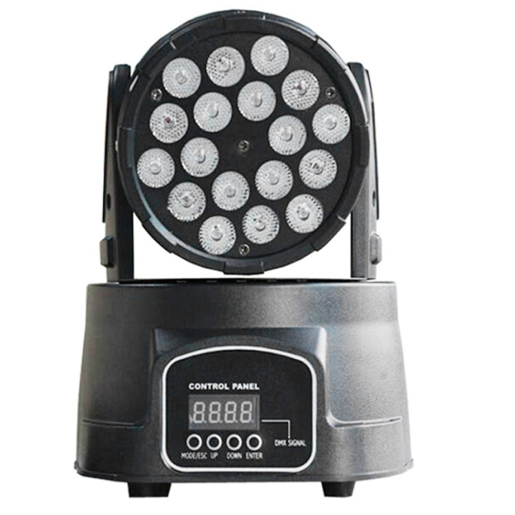 5W Moving Head Beam Light RGBW LED Stage Light, 18 LED, with 250V Fuses, Master / Slave / DMX / Voice Control Modes