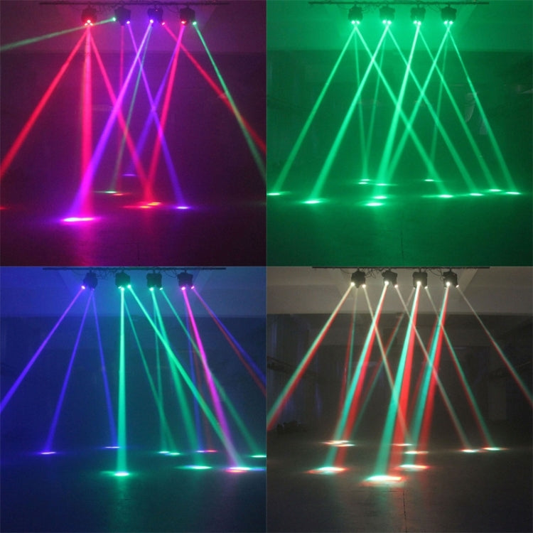 4 in 1 Cree LED X Axis Endless Rotation Moving Head Stage Light, 3 Heads, Master / Slave / DMX / Voice Control Modes
