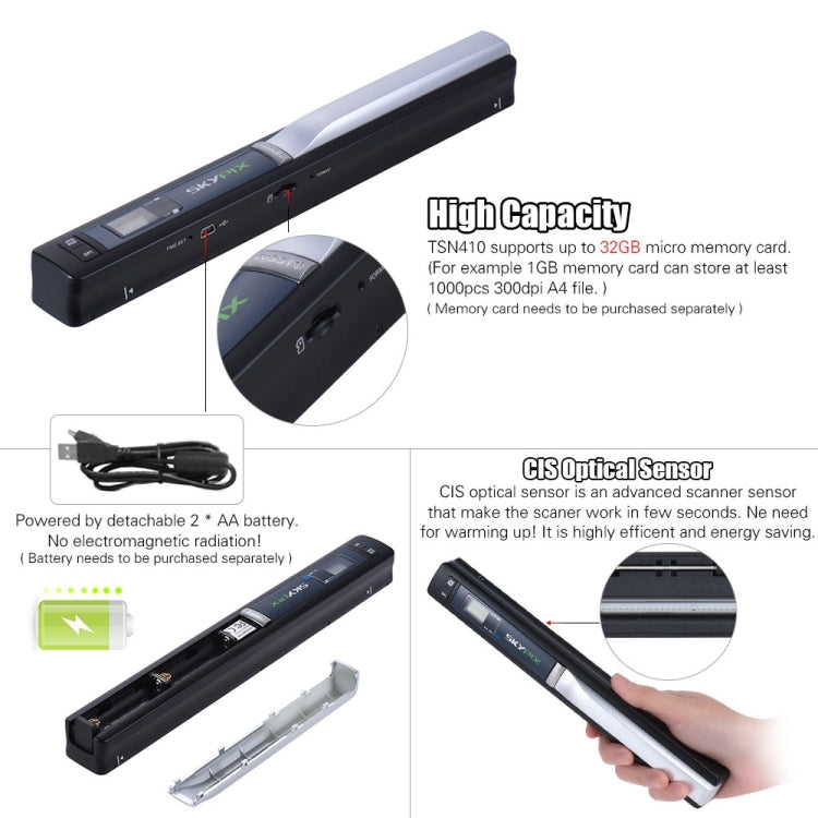 Portable Scanner TSN410 Scanners handy scan, Support TF Card