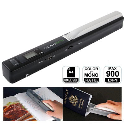 Scanner Portable Document & Image Scanner , 900dpi with JPG and Color / Mono File, 2xAA Alkaline Batteries Requirement