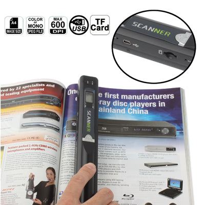 Portable Document & Image Handheld Scanner, Support TF Card(Black)