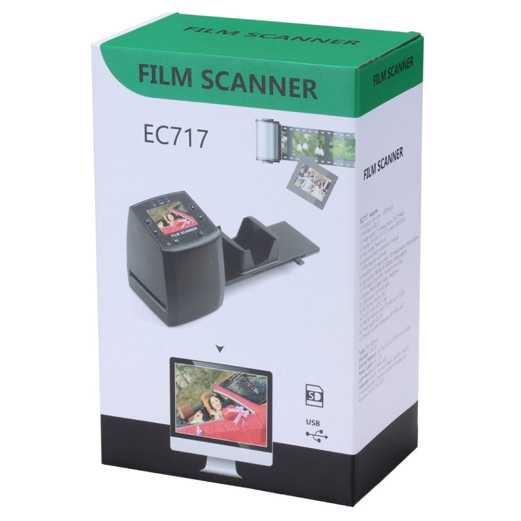 2.4 inch Screen Film Scanner with Capture Picture & Mirror Image / Rotation, Support SD Card(Black)