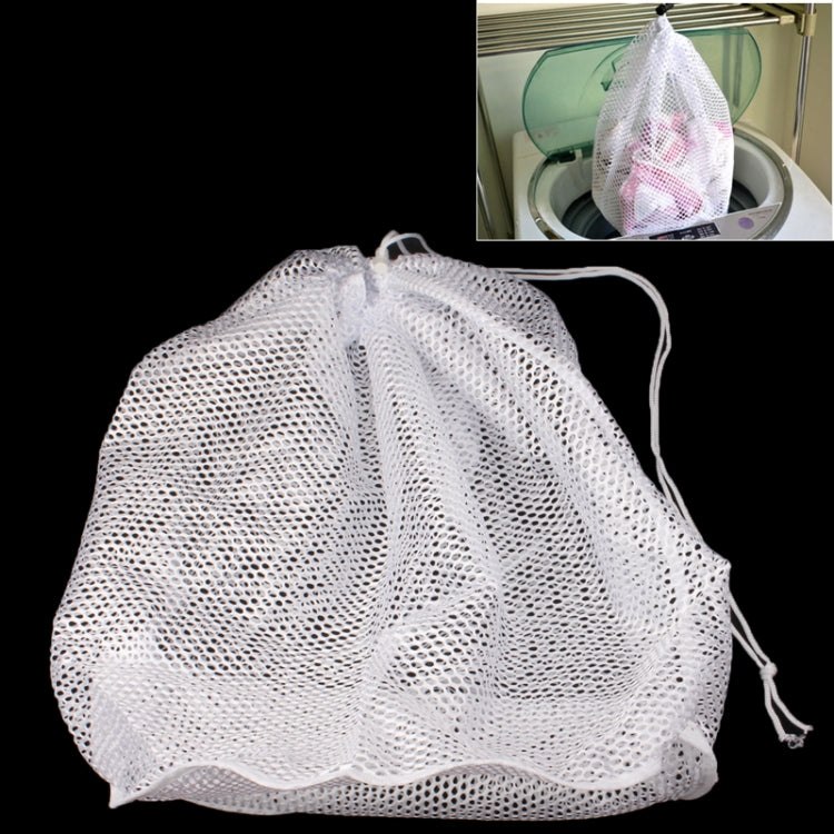 High Quality Mesh Polyester Laundry Clothes Washing Bag with Nylon Strap Buckle, Size: 38 x 38 x 50cm