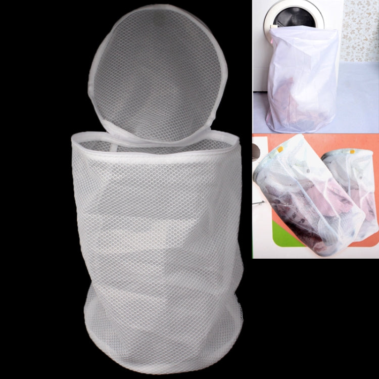 High Quality Double Layer Mesh Polyester Laundry Clothes Washing Bag with Zipper Open Lid, Size: 22 x 22 x 30cm