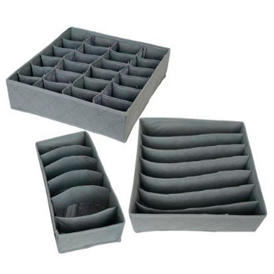 Foldable Box / Bamboo Charcoal Fibre Storage Bag for Bra,Underwear,Necktie,Socks (3 pcs in one packing,the price is for 3 pcs)(Grey)