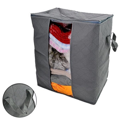 Blankets Sweater Clothing Organizer Bamboo Charcoal Storage Bag Box(Grey)
