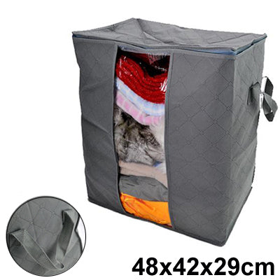 Blankets Sweater Clothing Organizer Bamboo Charcoal Storage Bag Box(Grey)