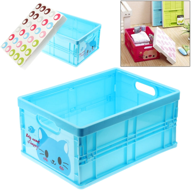 Cartoon Plastic Folding Organizer Storage Box with Paper Lid (BT-2778)(Blue)