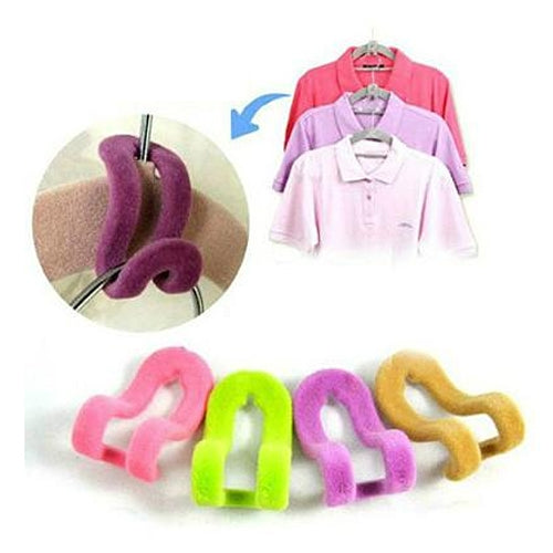 Flocking Hanger Pothook Magic Clothes Rack Space Saving Hanger, Pack of 10 (Random Color Delivery)