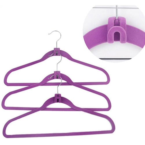 Flocking Hanger Pothook Magic Clothes Rack Space Saving Hanger, Pack of 10 (Random Color Delivery)