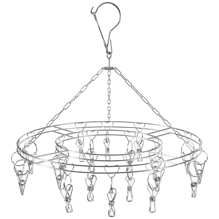 Round Stainless Steel Clothes Clip Hanger with 20 Clips